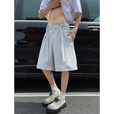 夏日冰丝休闲西装裤自带腰带短裤休闲裤时尚宽松短裤特P30，男装牛仔裤，电商B319