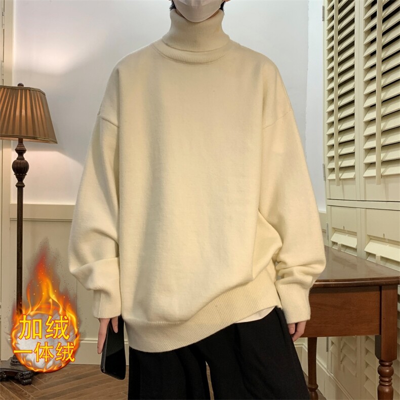 MG8507-JP-MBP59升级加绒两翻领加厚毛衣慵懒风男针织衫高领线衫,男装针织衫/毛衣,星座614