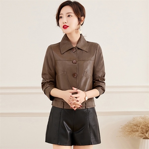 皮衣外套女2023年春季新款水洗皮机车服显瘦pu皮夹克韩版短外套潮图片