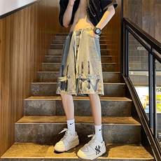 夏季美式高街拉链牛仔短裤宽松休闲五分裤313A-1-NZ046-P45控58，男装牛仔裤，星座808A-1