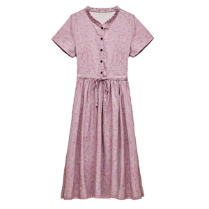 棉麻连衣裙夏季2025新款衣服大码女装高端精致气质碎花宽松长裙子图片