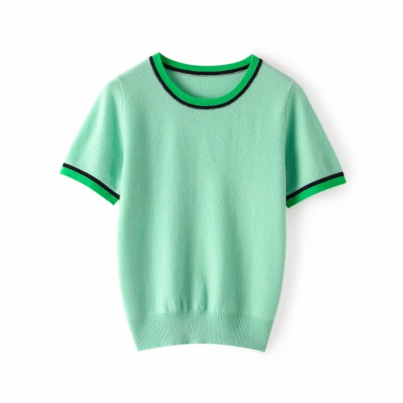 2025年夏季多巴胺舒适百搭简约休闲短袖休闲/淑女，女装T恤，麦德绒