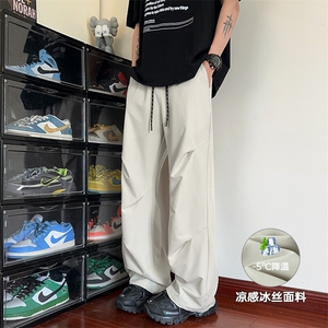 特批P25无差价夏季冰丝凉感薄款设计男大码休闲垂感闪冰裤K5746B图片