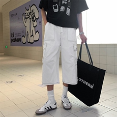 明线阔腿工装七分裤男女夏季美式高街宽松大口袋休闲裤Y1106p45，男装牛仔裤，电商B381-2