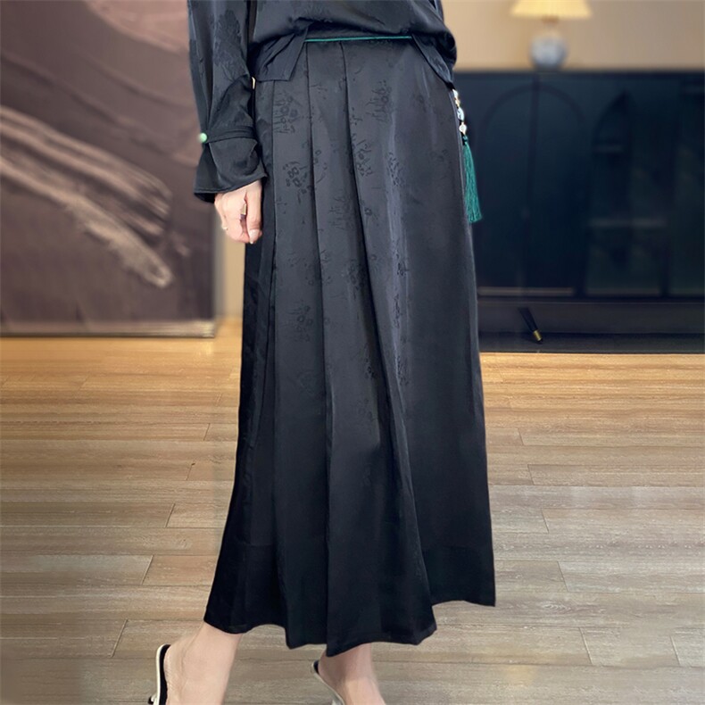 春夏中长款高腰显瘦包臀裙复古中国风半身裙,女装半身裙,绒宛羊绒