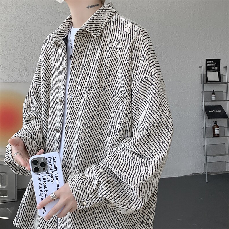 衬衫男秋季新款港风宽松大码小香风长袖衬衣CS7002-P42,男装衬衫,星座214-3