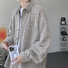衬衫男秋季新款港风宽松大码小香风长袖衬衣CS7002-P42，男装衬衫，星座214-3