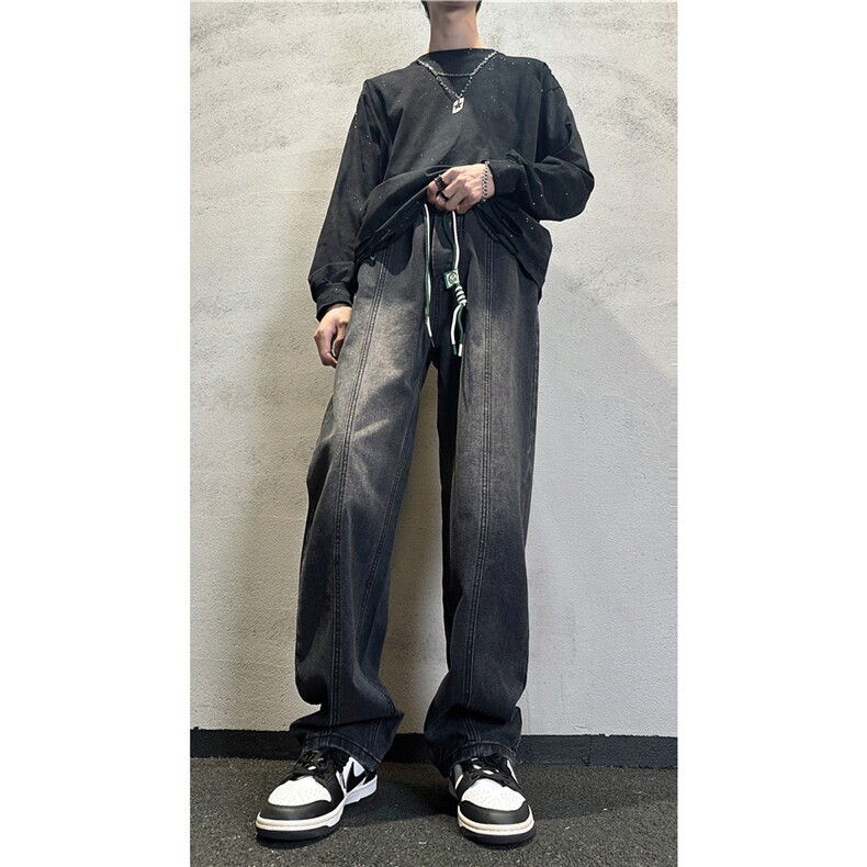 k1086-p55-控78S-3XL现货折皱宽松cleanfit牛仔裤,男装牛仔裤,星座116