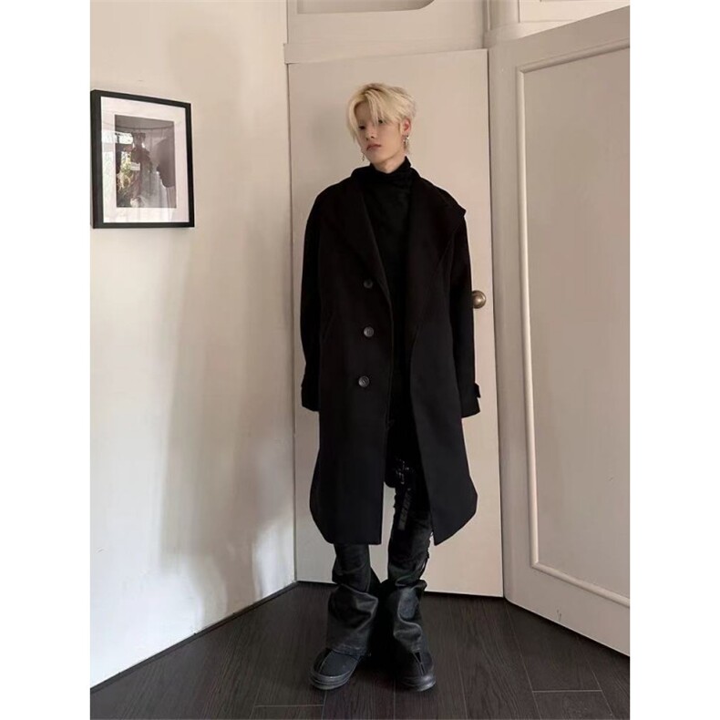 预售款~已下单冬季长款过膝毛呢大衣可立领暖外套NZ2511批125,男装毛呢大衣,星座1411A-6