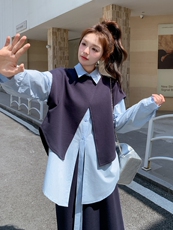 松弛感卫衣套装裙女2025春季新款韩版学院风减龄衬衫半身裙三件套，女装套装/套裙，诺蝶