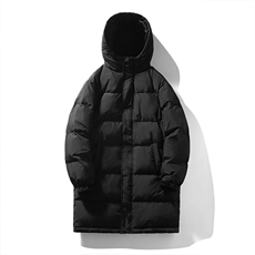 白鸭绒潮流光板连帽长款羽绒服保暖外套Y5850-P205【特价】，男装羽绒服，电商A007