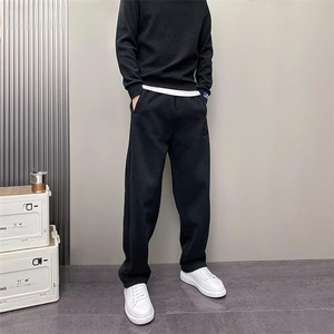 高品质阔腿裤立体刺绣男女直筒百搭运动休闲卫裤弯刀裤SK112P37图片