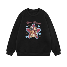 白底23新款秋季时尚百搭宽松卡通印花潮流情侣卫衣W1032P30控48，男装卫衣，电商A247-1