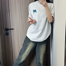 解构设计万针全刺绣工艺280克重磅高品质美式高街短袖T恤特33，男装T恤，电商A486-1