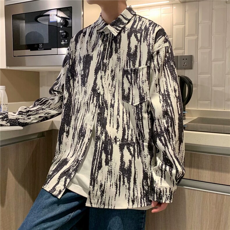 扎染衬衫男设计感小众潮流小香风工装休闲宽松外套潮牌CS418-P35,男装衬衫,星座1008-1