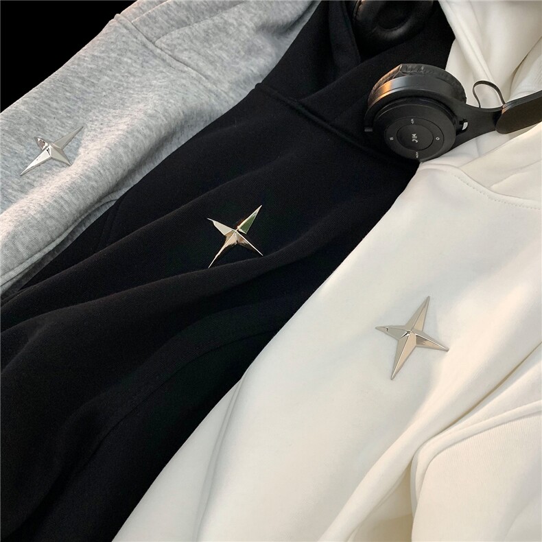 平铺美式复古加绒加厚情侣卫衣拼接外套上衣男女H905P78,男装卫衣,电商A341