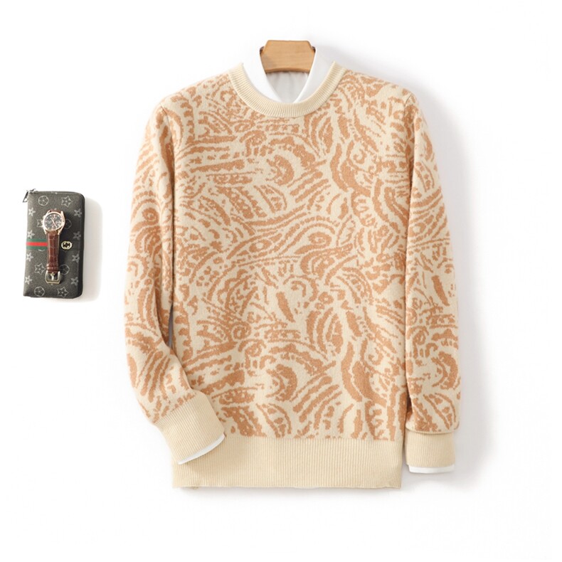 2025年秋季新款十二针电脑提花针织男士羊毛衫时尚休闲通勤百搭，男装羊毛衫，雪贝坊二店