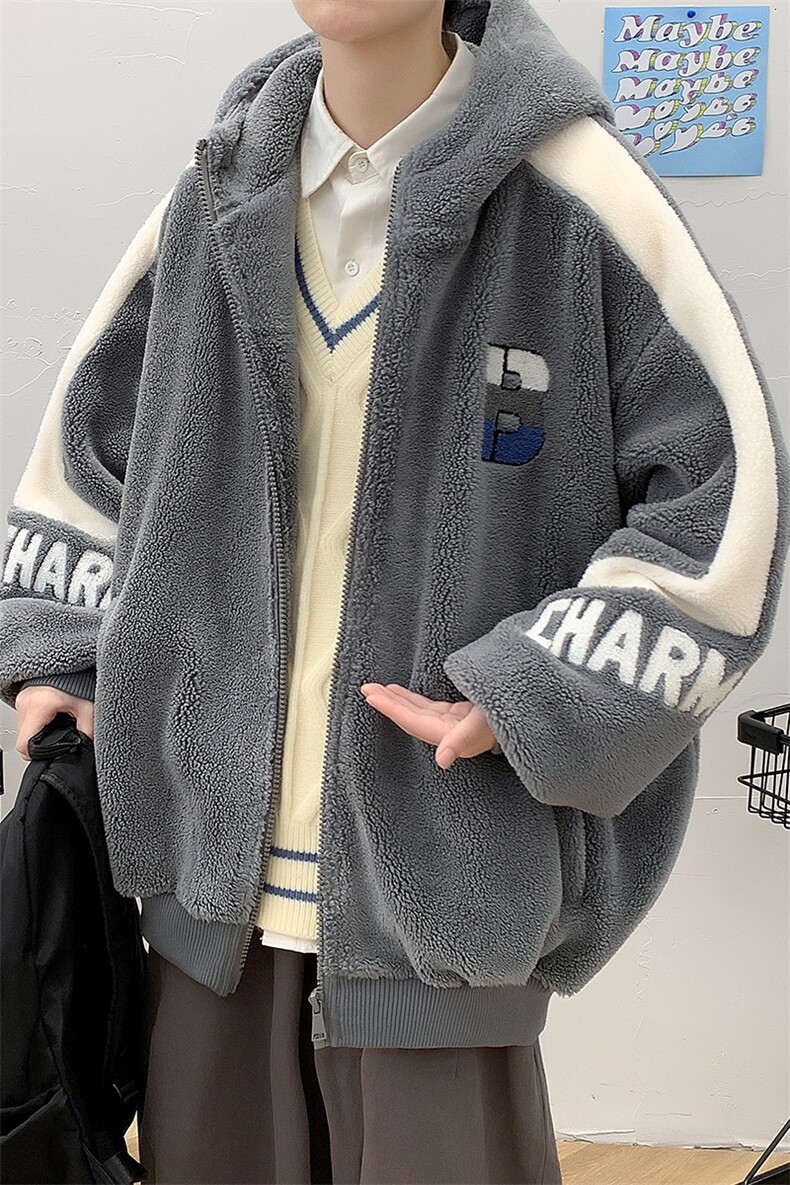 冬装拼接撞色加绒加厚棉衣绒里羊羔绒连帽外套男919-P110控价158,男装棉衣,电商A441-1