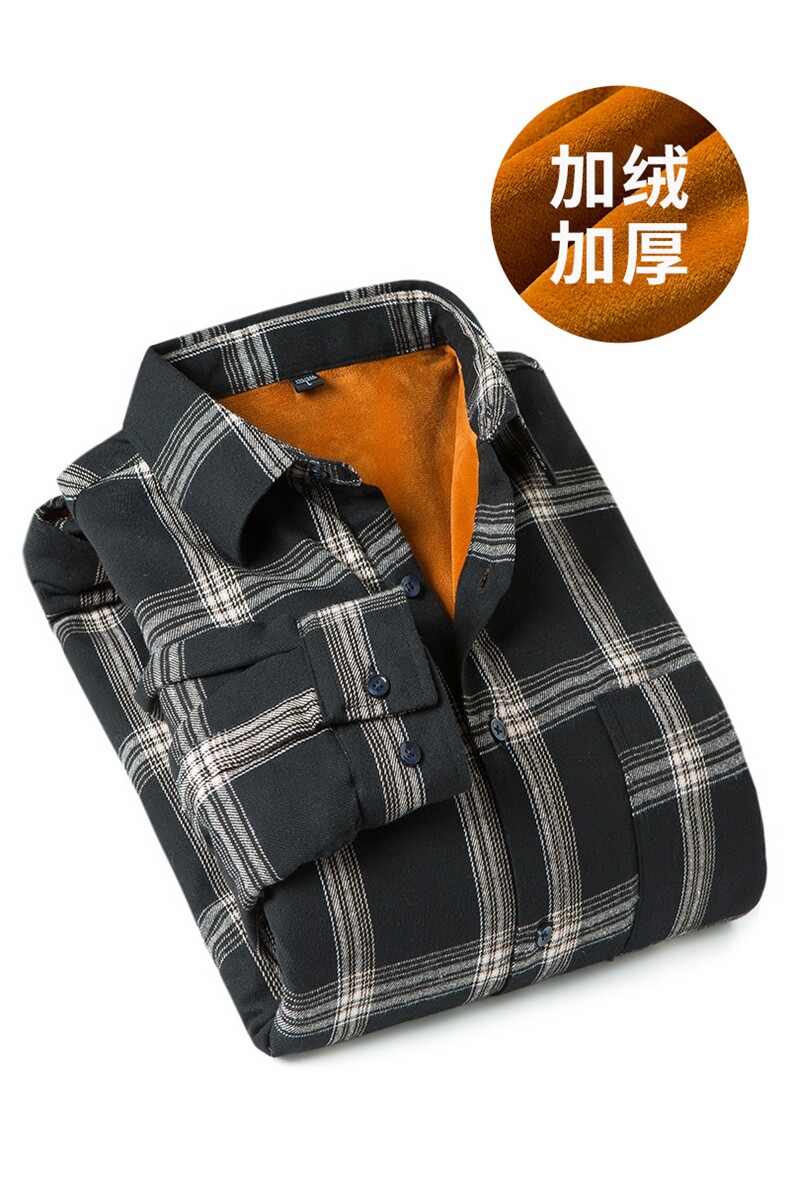 男士保暖衬衫加绒加厚格子冬季长袖青年衬衣DS605T,男装衬衫,电商A102