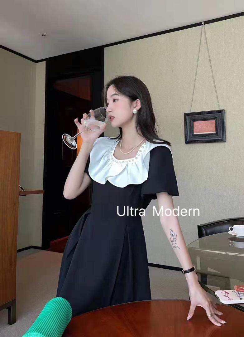 撞色连衣裙，女装连衣裙，时尚秀衣阁