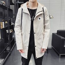 长期有货2021春秋中长款连帽风衣夹克休闲大码男外套9531-P80，男装卫衣，星座217-4