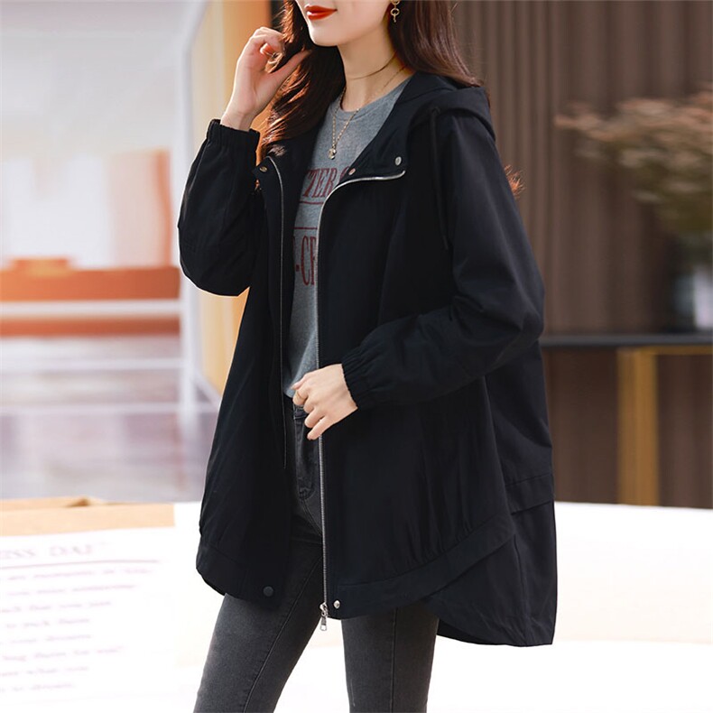 zq中长款加绒加厚高档派克服2025秋冬季新款宽松显瘦大码风衣女外,女装风衣,丽影随形