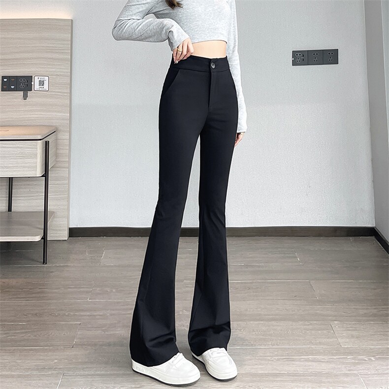微喇西装裤女秋冬新款黑色裤子高级感垂感显瘦小个子喇叭裤,女装休闲裤,云美莎专业女裤-全店现货