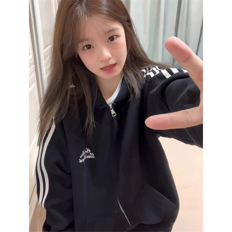 美式hiphop三条杠连帽开衫卫衣女秋冬季小众慵懒风情侣WY0016,男装卫衣,星座516A
