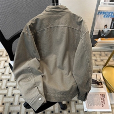 立领牛仔外套男春季复古潮牌拉链短款外套美式夹克8627P78，男装夹克，星座410-2