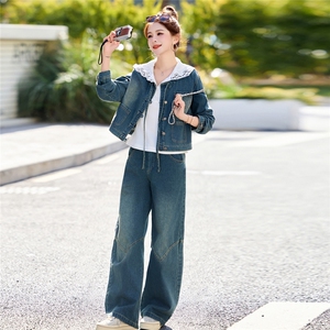 牛仔套装女2025早秋季新款巨好看的chic高级感休闲减龄一整套穿搭图片