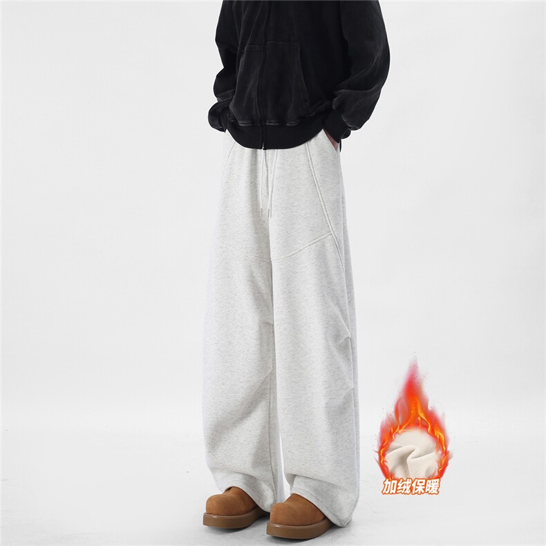 A429-YK358-特批常规42加绒48加绒加厚褶皱阔腿伞兵休闲卫裤，男装休闲裤，电商A429
