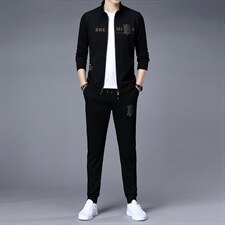 运动套装男春秋季2023新款长袖开衫中年休闲运动服宽松卫衣两件套，男装休闲套装，电商B212（原钱塘6029）