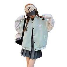 【现货上新】俏皮减龄学院风清新蓝绿色棒球服088-8818p125控178，女装短外套，2C088