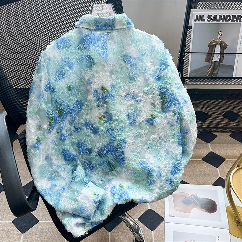 夏季新款男士韩版扎染印花翻领多口袋休闲衬衫HC511P45,男装衬衫,星座1116-2