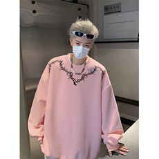 抖音品质秋季新款潮流印花宽松仿棉圆领卫衣wycm200-特批28控49，男装卫衣，星座605(原A050)