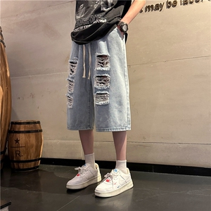 D2005-p45-控68  现货宽松cleanfit牛仔裤七分裤黑暗图片