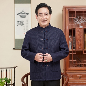 风唐装外套中老年花呢料加棉休闲长袖爸爸装棉衣TF816-P120图片