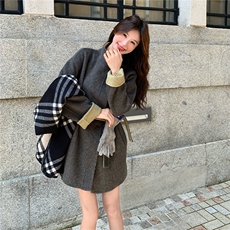 冬季新款双色超好看羊毛大衣女外套时尚双面呢大衣A805P285K418，女装短外套，2C268