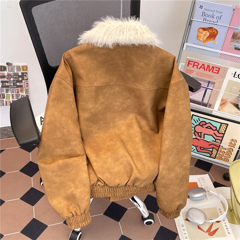 美式复古皮衣夹克可拆卸毛领紫色外套宽松休闲高级上衣B81-P90,男装夹克,星座910-1