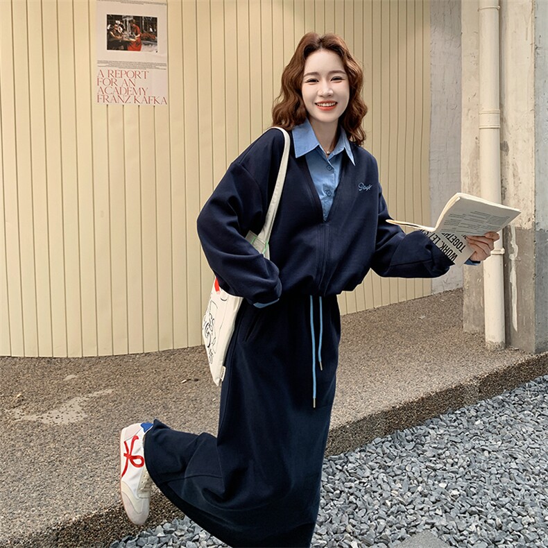 26新款现货大货已到店假两件卫衣?半裙套装6857-P170-K258,女装套装/套裙,2D034