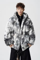 羊羔毛棉衣潮扎染情侣大码M-5XL毛绒外套男MY78198P138控198，男装棉衣，星座227-7