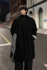 秋冬时尚小众毛呢大衣男潮风衣宽松中长外套MN00731/P100加棉P110，男装风衣，电商B316