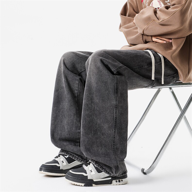 8XL-M牛仔裤美式潮牌复古水洗做旧特大码直筒宽松长裤NZ9009/P58,男装牛仔裤,电商B238