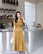 腰带收腰连衣裙，女装连衣裙，珀莎