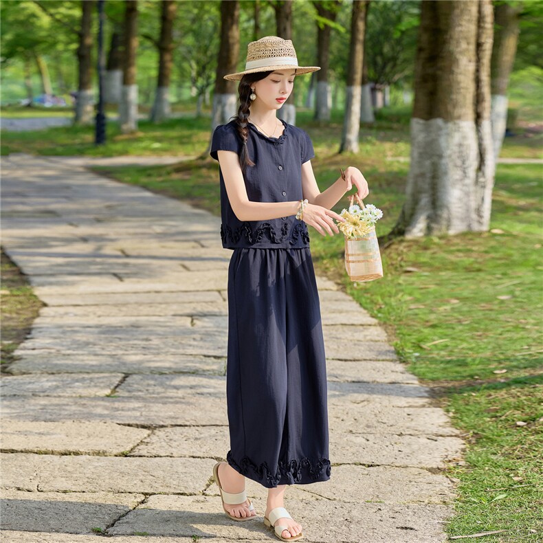 时尚休闲九分裤两件套女夏季,女装套装/套裙,素月