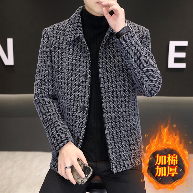 冬季新款男士翻领毛呢大衣加厚商务休闲夹克外套上衣7929P135,男装夹克,电商B226-2（原B217-2）