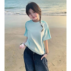 抖音得物品质二开240克宽松纯棉美式潮牌印花三条杠中性风短袖T恤，男装T恤，电商A486