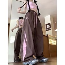 港风夏款男女休闲裤褶皱速干刺绣阔腿宽松长裤h612P40，男装休闲裤，星座1013-1