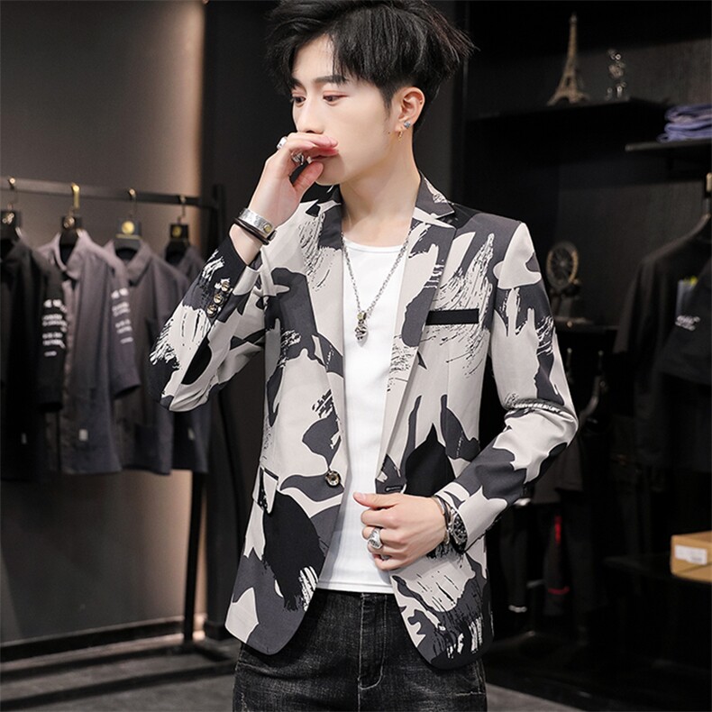 秋季新款男士休闲西服外套韩版修身迷彩单西青年小西装单X16-P70,男装西服,星座1206（原A206）
