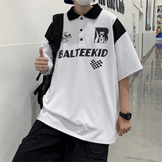 年夏季新款港风美式字母刺绣潮流百搭POLO领短袖T恤insZX436-P28，男装T恤，星座313A(原308A-2)